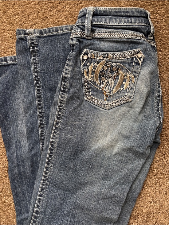 Rock 47 By Wrangler Denim - Women’s Boot Cut Jeans with Embroidered Back Pocket — Blue